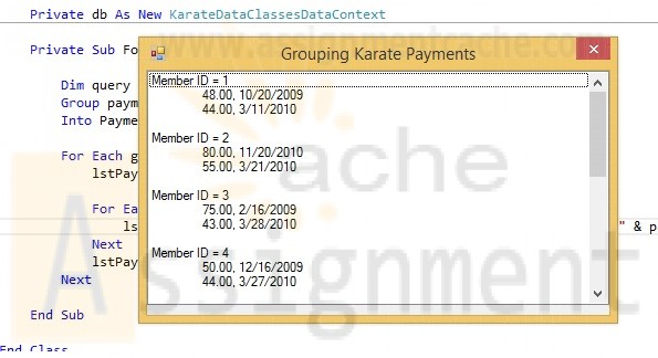 Advanced Visual Basic 2010 Chapter 7 Programming Challenge 3 Grouping Karate Payments