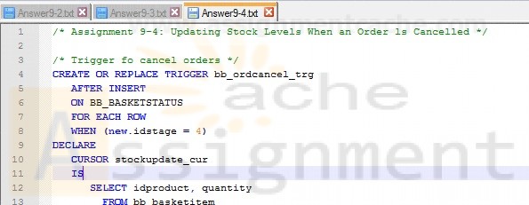 Assignment 9-4 Updating Stock Levels When an Order ls Cancelled