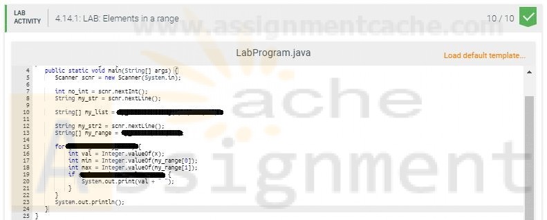DAT210 Week 3 Java LAB 4.14 Elements in a range