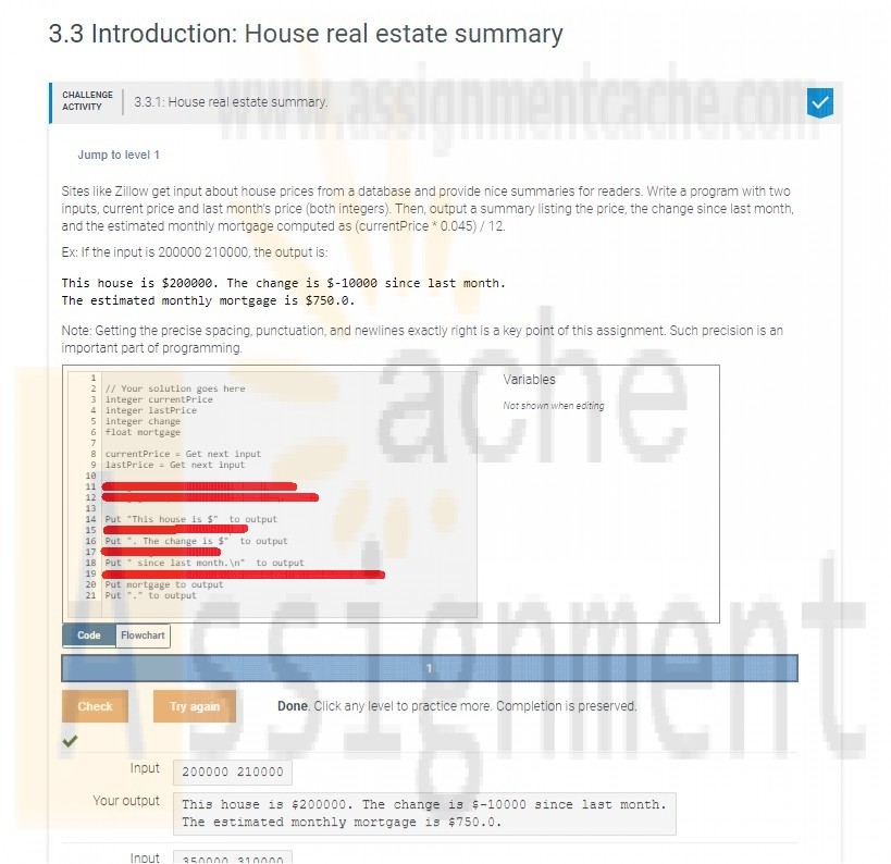 PRG211 LAB 3.3.1 House real estate summary Program