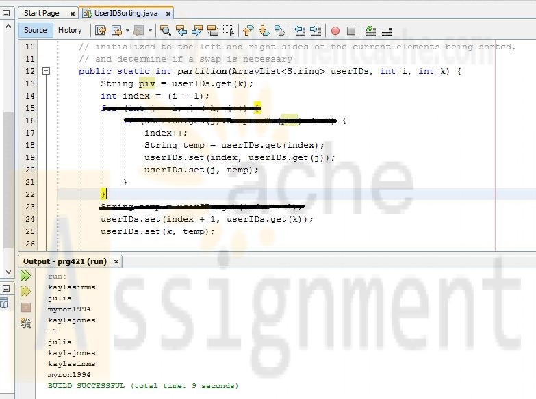 PRG421 Week 5 Java 5.21 LAB Sorting user IDs