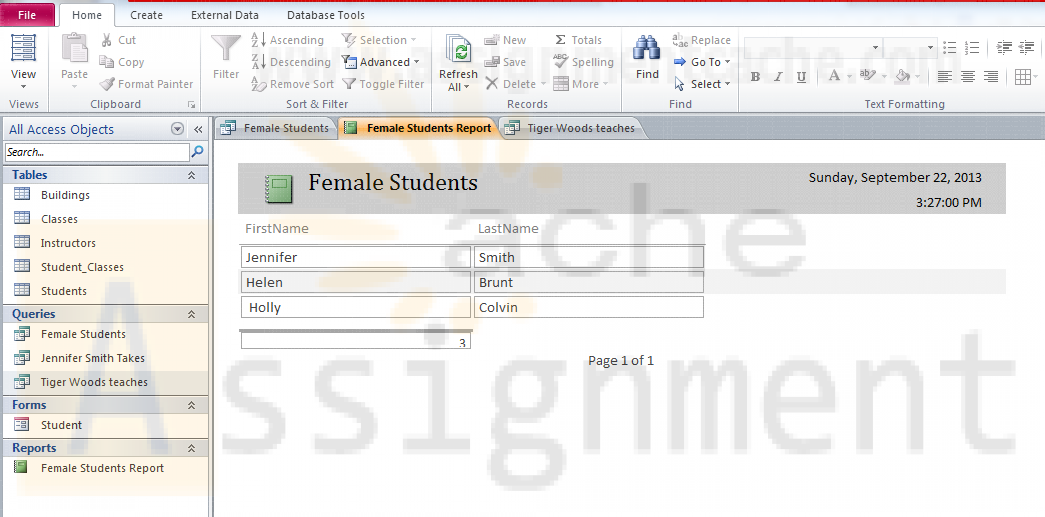 Student Database Design in Access