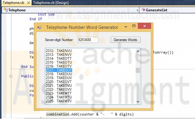 Visual Basic 2010 How to Program Deitel Exercise 7.15 Telephone-Number Word Generator