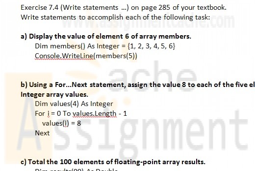 Visual Basic 2010 How to Program Deitel Exercise 7.4 Write statements